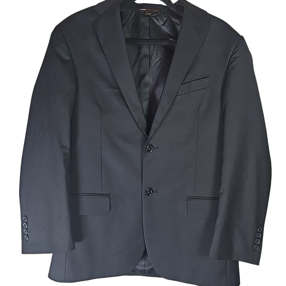 BCBG Attitude Black 2 Button Blazer Mens 38R Modern Fit Coat Jacket Office